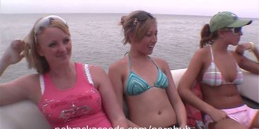 4 girls boating and flashing around south padre island