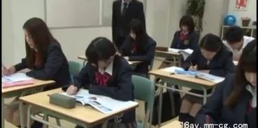 Four glamour schoolgirls enjoy classroom orgy