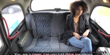 Czech babe wanks in fake taxi in public